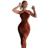 Toloer / Summer 2023 New Women's Sexy Back Strap Hanging Neck Bag Hip Slim Temperament Dress