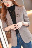 Women Blazer Office Lady Chic Elegant Vintage Casual Single Breasted Blazer All-match Daily Classic Chic Streetwear Top