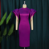 Design-Sensitive Solid-Colored Loudspeaker Sleeve-Back Spring Party Party Evening Dress Dress Dress Dress
