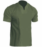 Men's Fitness Plus-Size Sports T-Shirt Men's Elastic Cotton Pocket Short-Sleeved Summer V-Neck Polo