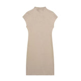 New Stretch Slim Sleeveless Knitted Short Dress 5039644-Outfit