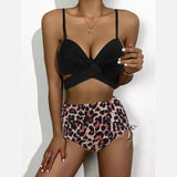 Toloer New 2024 Bikini Gathers The Sexy Mesh Three-Piece Split Print Swimsuit