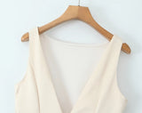 Satin Back V Backless Mini Dress-Outfit