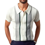 Men's New Summer Men's Knits Collared Casual Striped Polo