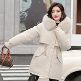 Send To Overcome The New 2024 Long Temperament Cotton-Padded Jacket Small Winter Velvet And Thick Large Cotton-Padded Clothes Tide-Outfit