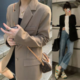 Toloer Jacket Female 2024 Spring And Autumn Net Red New Autumn Dress Korean Version Loose Suit Brown Blazer Jacket Female-Outfit