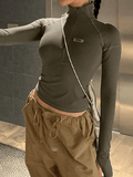 Zip-Up Long Sleeve Crop Top-Outfit