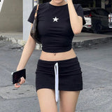 Star Logo Graphic Crop Top-Outfit