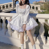 Summer New Bubble Sleeve Princess Dress Chest Lace Dress Sweet Style Bag Hip Skirt Woman-Outfit