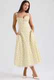 Temperament Floral Series French Summer Slings Gentle Wind Dress With Thin Floral Slings Long