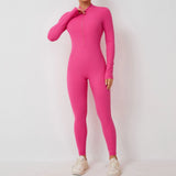 Toloer Zipper Detachable Chest Pad Long Sleeve Yoga Conjoined Suit High Intensity Fitness Exercise Conjoined Tights-Outfit