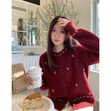 Toloer High School Students Korean Round-Neck Knitted Cardigan Girl 2025 Autumn New Loose Sweater Coat