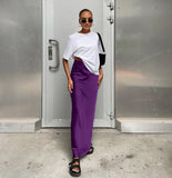 Toloer And Summer New Simulation Silk Skirt Satin Bread Hip Skirt Women Casual Color Tintail