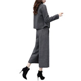 New Women's Clothing Autumn And Winter Two Sets Of Trousers With Trousers With Tyribs, Coat Broad Leg Trousers Casual Fashion Suit Women's