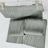 Folded Casual Trousers Women Simple And Comfortable Elastic High-Waist Straight Trousers Solid Color Wrinkles