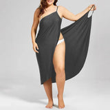 Toloer New Plus Size Dress Solid Color Sexy Sling Beach