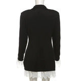 Lace Trim Black Blazer Dress-Outfit
