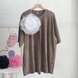 Summer New Hot Water Washing Wax Dye Faded Short-Sleeved Street Style To Make Old Cotton T-Shirt