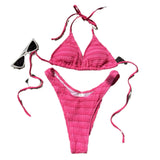 2024 New Sweet Sexy Drawstring Strap Split Swimsuit Bikini