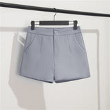 Toloer White Suit Shorts Female Black Summer Thin 2024 New Loose High-Waist A-Line Casual Wide-Leg Hot Pants-Outfit