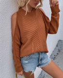Aproms Elegant Cold Shoulder Knitted Loose Sweaters Women 2021 Autumn Winter Side Split Pullovers Streetwear Fashion Jumpers