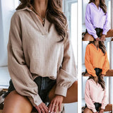 2025 New Clip Lantern Long-Sleeved Solid Shirt Lady