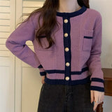 Autumn Winter New Korean Department Small Sweet Wind Loose Sweater Coat Cardigan Female Tide Bump Color Round Collar Knitting Small Pure And Fresh-Outfit