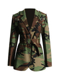 Toloer 2024 New Street Hipster Camouflage Print Blazer Women's Waist Show Slim Long-Sleeved Suit Jacket-Outfit