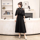 Evening Dress Woman 2025 New Winter Banquet Elegant Temperament Famous Slim Dress Mid-Long Evening