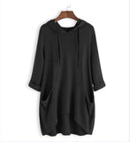Toloer Spring New EBAY Women's Hat Solid Color Loose T Shirt Irregular Pocket Top-Outfit