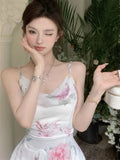 Sexy Dresses Women Floral Printed Swinging Collar French Style Chic Summer Elegant Sweet Dress Ladies Backless Vintage-Outfit