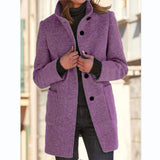 Autumn And Winter Women's New Ebay Retro Solid Color Button Collar Hair
