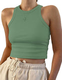Toloer Women's New Women's Sexy Sleeveless Round Neck Rib Knit Vest Crop