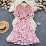 Holiday Women Party Clothes Floral Fashion Dress Female Clothing A line Dresses Outfits Summer Midi Beach Sundress