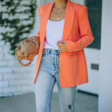 Toloer Spot 2024 Autumn / Winter New Female Fashion Temperament Solid Color Lapel Long Sleeve Small Suit Jacket-Outfit