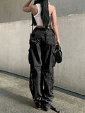 Vintage Multi Pocket Patched Cargo Jeans-Outfit