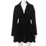Black Embroidery Shirt Mini Dress-Outfit