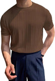 Toloer Summer New Men's Round Collar Solid Color Long-Sleeved Knit Jacket Hollow Out Breathable Cool Short-Sleeved