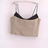New Splicing Design Short Halter Top 3583586-Outfit
