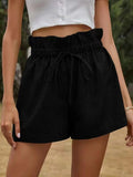 Casual Comfortable Shorts Women 2025 Summer New European Version Of High-Rise Belt Loose Broad Leg Pants