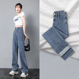 Toloer Wide-Leg Jeans For Women's 2024 New Looks Slim, Loose, Straight Pants-Outfit