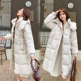 2024 New Winter Cotton-Padded Clothes Female Long Style Over The Knee Thick Loose Large Size College Wind Warm Coat-Outfit