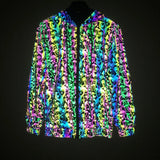 2024 Mushroom Colorful Reflective Jacket Men And Women's Fashion Hooded Coat Ins Colorful Reflective Jacket-Outfit