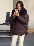 Autumn And Winter Women's Clothing Fashionable Thick Cotton Clothes Long Sleeves Removable Collar Splicing Coat