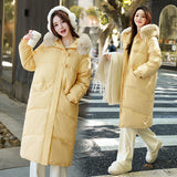 2024 New Winter Milk Shout Down Cotton Suit Female Long Over The Knee Vitality Girl Big Hair Collar Cotton-Padded Jacket Jacket-Outfit