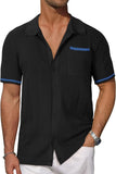 Toloer Men's New Summer Short-Sleeved Shirt Pocket Hollow Out Breathable Cool Summer Men's Casual Top
