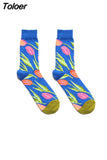 Men Socks Cartoon Cactus Flower Leaf Wood Plant Harajuku Funny Happy Hip Hop Skate Male Cotton Sock Street Style