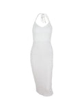 Textured Split Halter Maxi Dress-Outfit