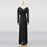 Vietnamese Style Dress Women 2025 Summer New Fashion Folds Design Long Sleeve