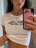 Moto Car Printed Crop Top-Outfit